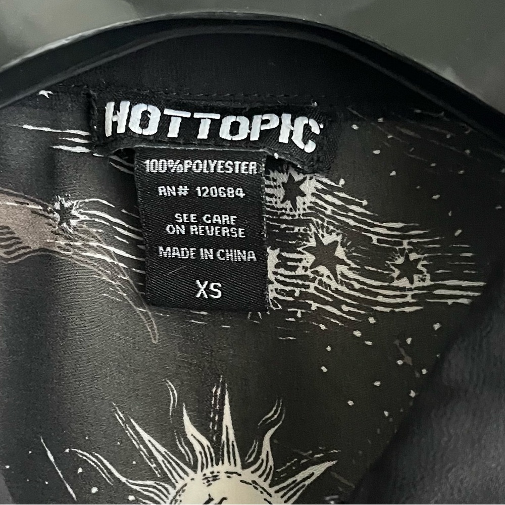 Hot topic shirt xs Whimsy Moon Sun Eye Celestial Tunic Top Black & White - Picture 5 of 5